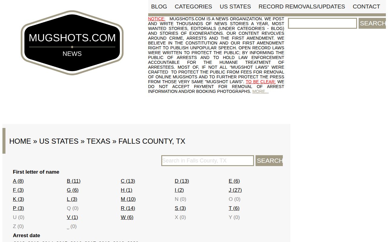 Falls County crime news and booking record source page